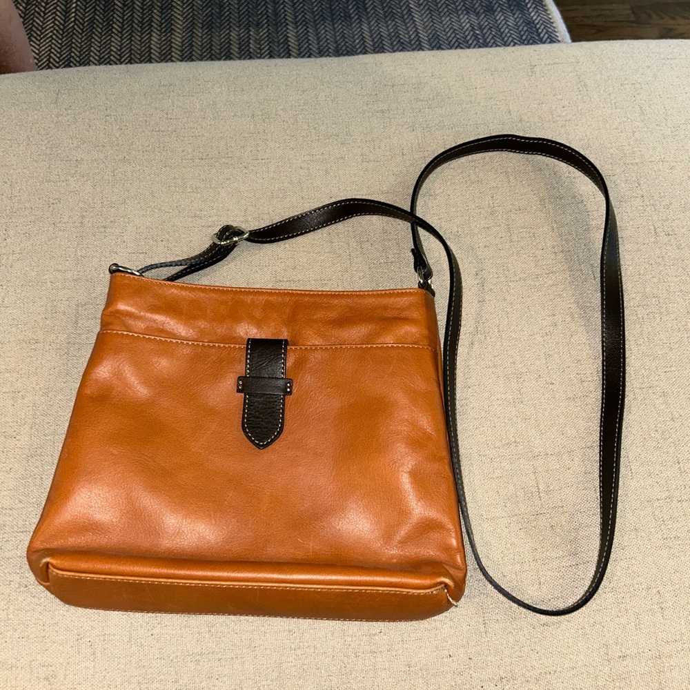 Italian Tan Leather Crossbody Bag